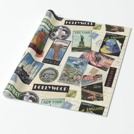 Moderne Vintage Reise USA Geschenkpapier