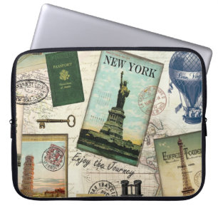moderne Vintage-Reisecollage Laptopschutzhülle