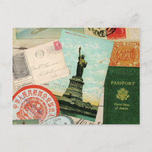 moderne Vintage-Reisecollage Postkarte