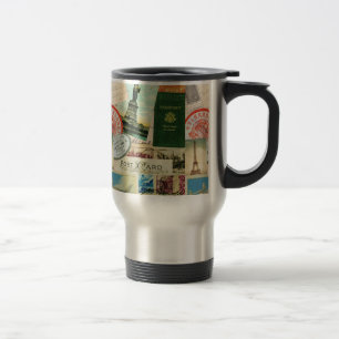 moderne Vintage-Reisecollage Reisebecher