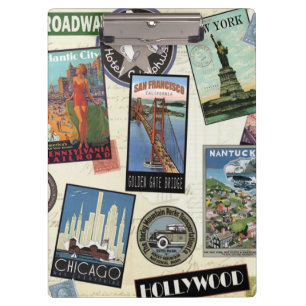 Moderne Vintage-Reisen USA Klemmbrett