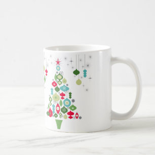 moderne vintage retro weihnachtsbaum kaffeetasse