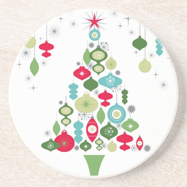 moderne Vintage Retro-Weihnachtsbaum Untersetzer (Vorne)