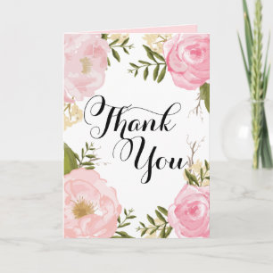 Moderne Vintage Rosa Blumen Hochzeit Danke Schön