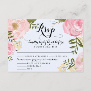 Moderne Vintage rosa Blumenhochzeit UAWG Karte