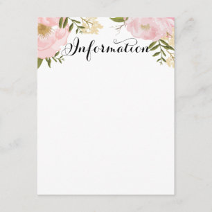 Moderne Vintage rosa Blumenhochzeits-Informationen Begleitkarte