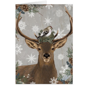 moderne Vintage rustikale Waldwinterrotwild