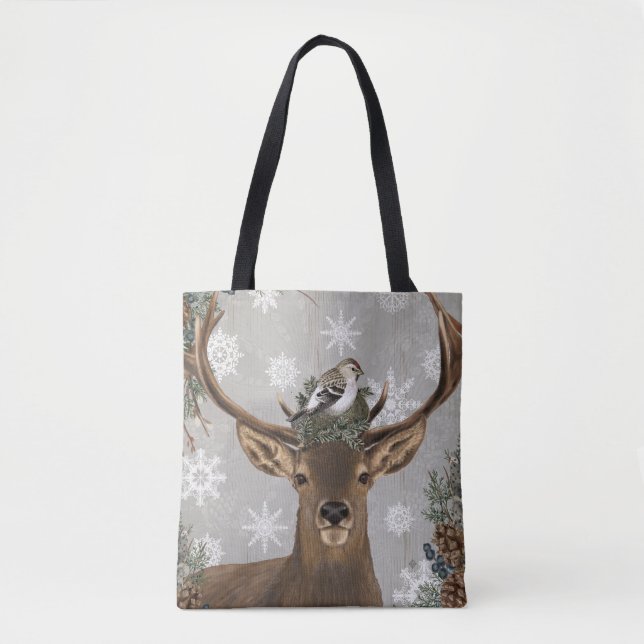 moderne Vintage rustikale Winterrotwild Tasche (Vorderseite)