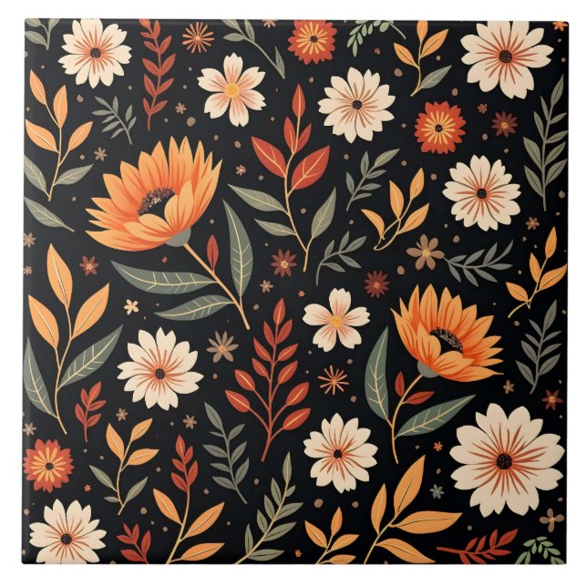 Moderne Vintage Sammlung von Blumen Fliese (Vorderseite)