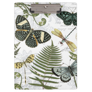 moderne Vintage Schmetterlinge und Libellen Klemmbrett