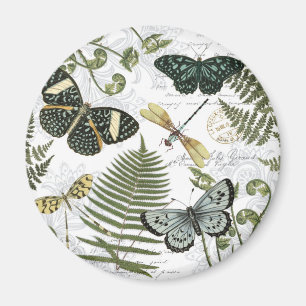 moderne Vintage Schmetterlinge und Libellen Magnet