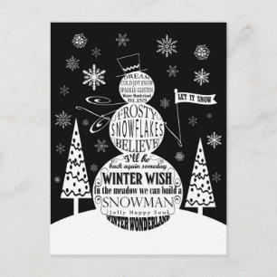 moderne Vintage Schneeballkunst Postkarte