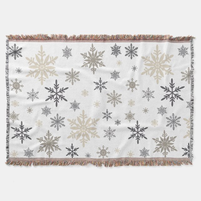 moderne Vintage Schneeflocken Decke (Vorderseite)
