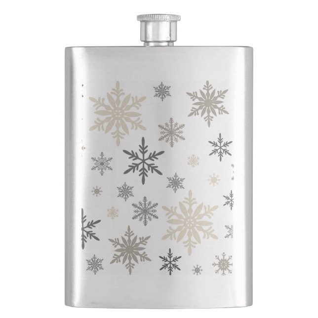 moderne Vintage Schneeflocken Flachmann (Vorderseite)