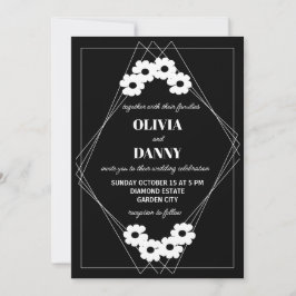 Moderne Vintage Schwarz-Weiß-Hochzeit Einladung