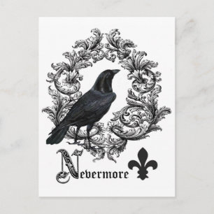 moderne vintage schwarze Halloween-Krähe Postkarte