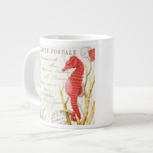 moderne Vintage-Seepferdchen Jumbo-Tasse