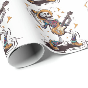 Moderne Vintage Skelettspiele Gitarre Geschenkpapier