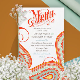 Moderne Vintage Typografie-Persimmon-Hochzeitmenü