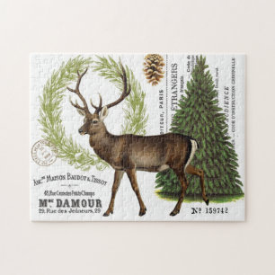 moderne vintage-wald-winter-hirsch