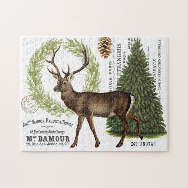 moderne vintage-wald-winter-hirsch (Horizontal)