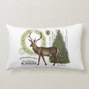 moderne Vintage Waldwinterrotwild Lendenkissen