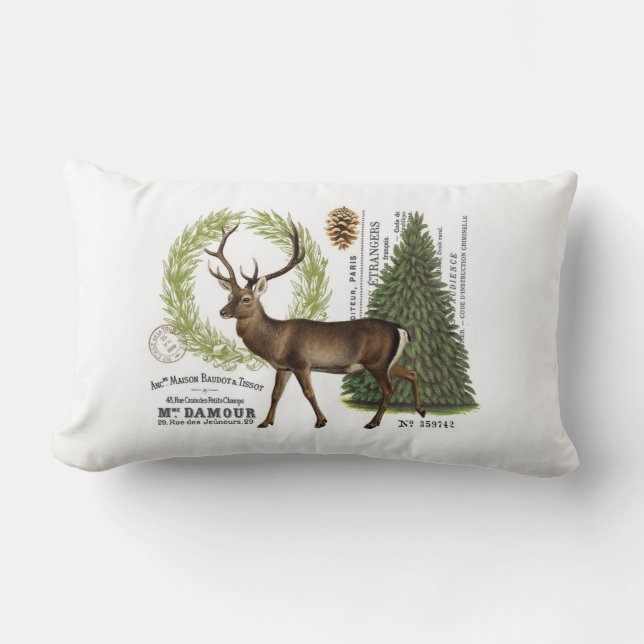 moderne Vintage Waldwinterrotwild Lendenkissen (Vorderseite)