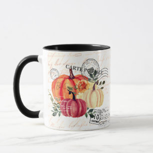 Moderne Vintage-Wasserfarben-Kürbisse Tasse
