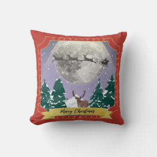Moderne Vintage-Weihnachtsnacht mit Santa-Rentier Kissen