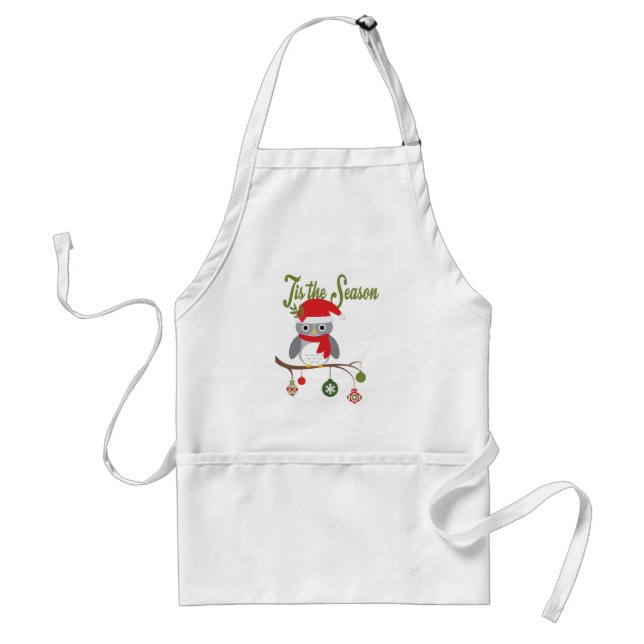moderne Vintage Weihnachtswaldeule Schürze (Vorne)