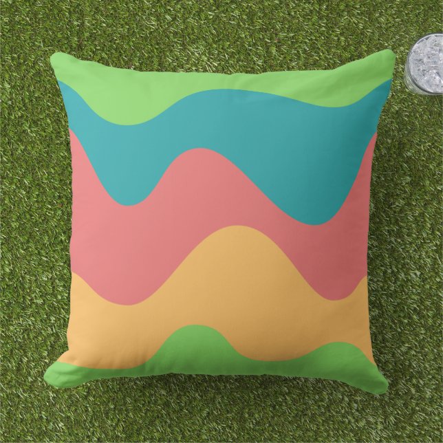 Moderne Vintage Wellen grün blau niedlich chic Kissen (Gras)