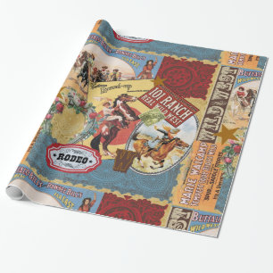 moderne vintage Western-Cowgirl Geschenkpapier