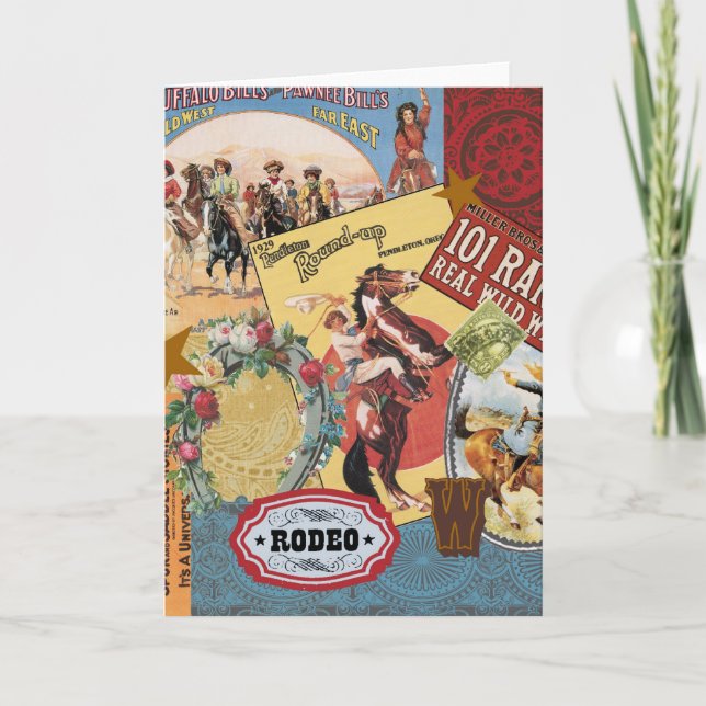 moderne Vintage Western Cowgirl Karte (Vorderseite)