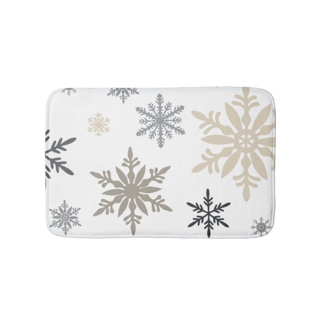 Moderne Vintage Winterschneeflocken Badematte (Vorderseite)