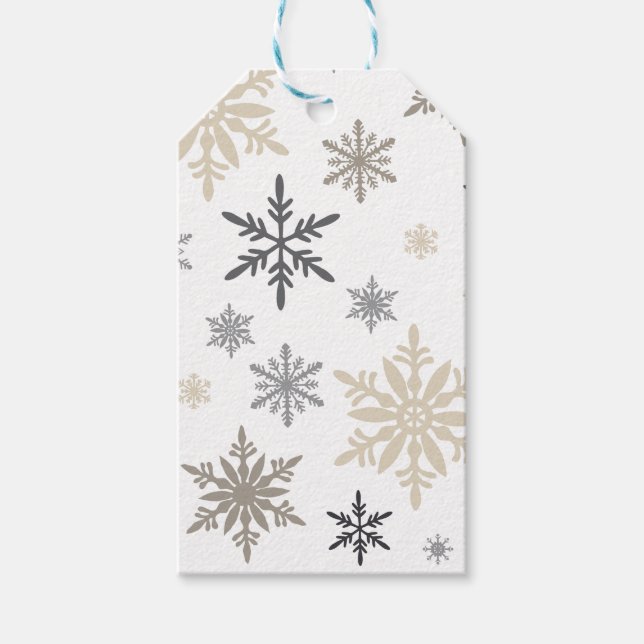 Moderne Vintage Winterschneeflocken Geschenkanhänger (Vorderseite)