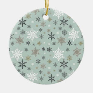 moderne Vintage Winterschneeflocken Keramik Ornament