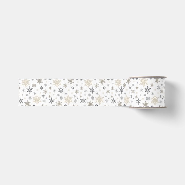 Moderne Vintage Winterschneeflocken Ripsband (Vorderseite)