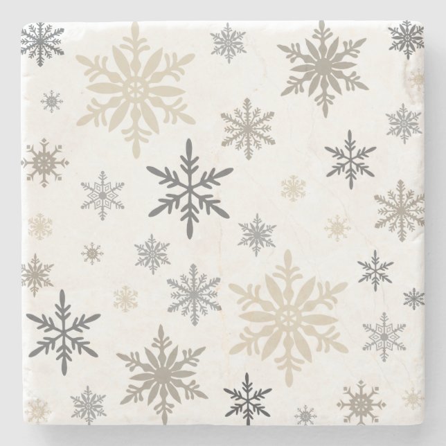 Moderne Vintage Winterschneeflocken Steinuntersetzer (Vorderseite)