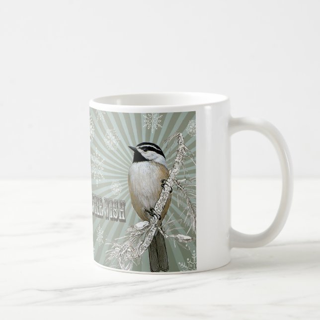 moderne Vintage Winterwaldkichade Kaffeetasse (Rechts)
