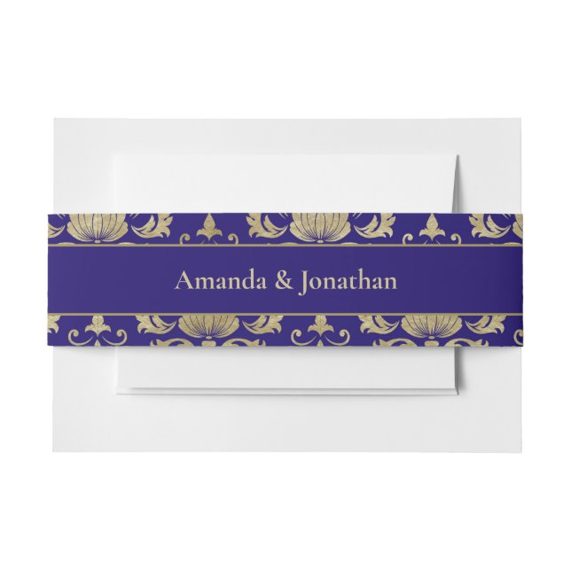 Moderne Violet-Lila- und Gold-Muster-Hochzeit Einladungsbanderole (Vorderseite Beispiel)