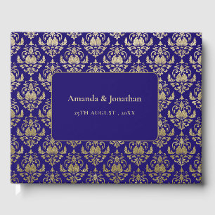 Moderne Violet-Lila- und Gold-Muster-Hochzeit Gästebuch