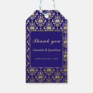 Moderne Violet-Lila- und Gold-Muster-Hochzeit Geschenkanhänger