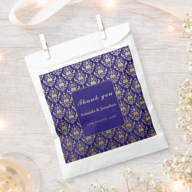 Moderne Violet-Lila- und Gold-Muster-Hochzeit Geschenktütchen (Ausgeschnitten)