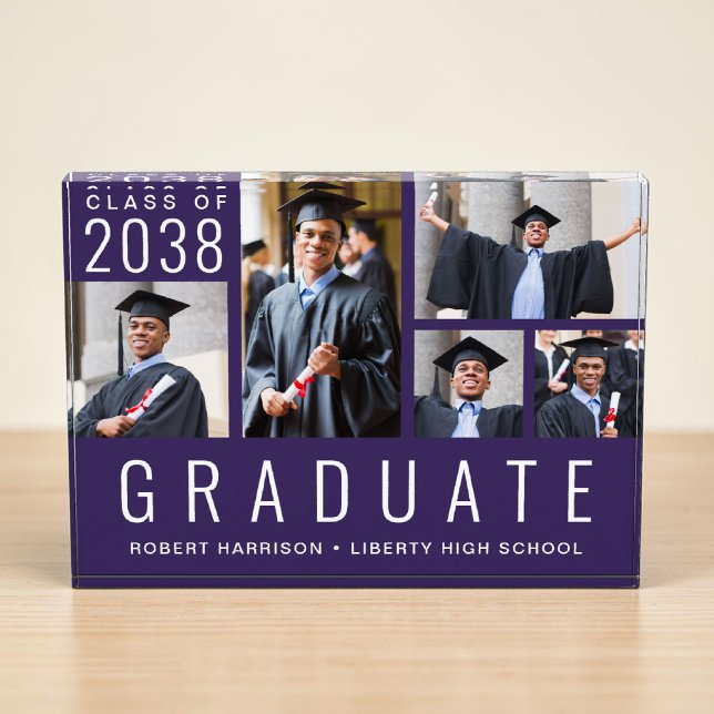 Moderne violette Abschlussfeier Fotoblock (Modern Purple Graduation Photo Block)