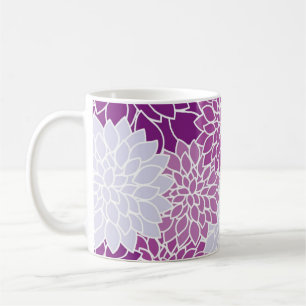 Moderne violette Blumenmuster Kaffeetasse