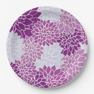 Moderne violette Blumenmuster Pappteller