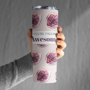 Moderne violette Feigen Muster & Du bist figürlich Thermosbecher