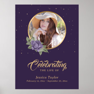 Moderne violette Foto-Funeral-Willkommensschild Poster