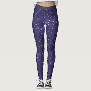 Moderne violette Galaxie Kosmischer Weltraum Stern Leggings