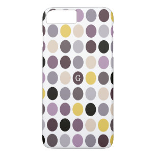 Moderne violette gelbe Punkte-Muster-Monogramm Case-Mate iPhone Hülle